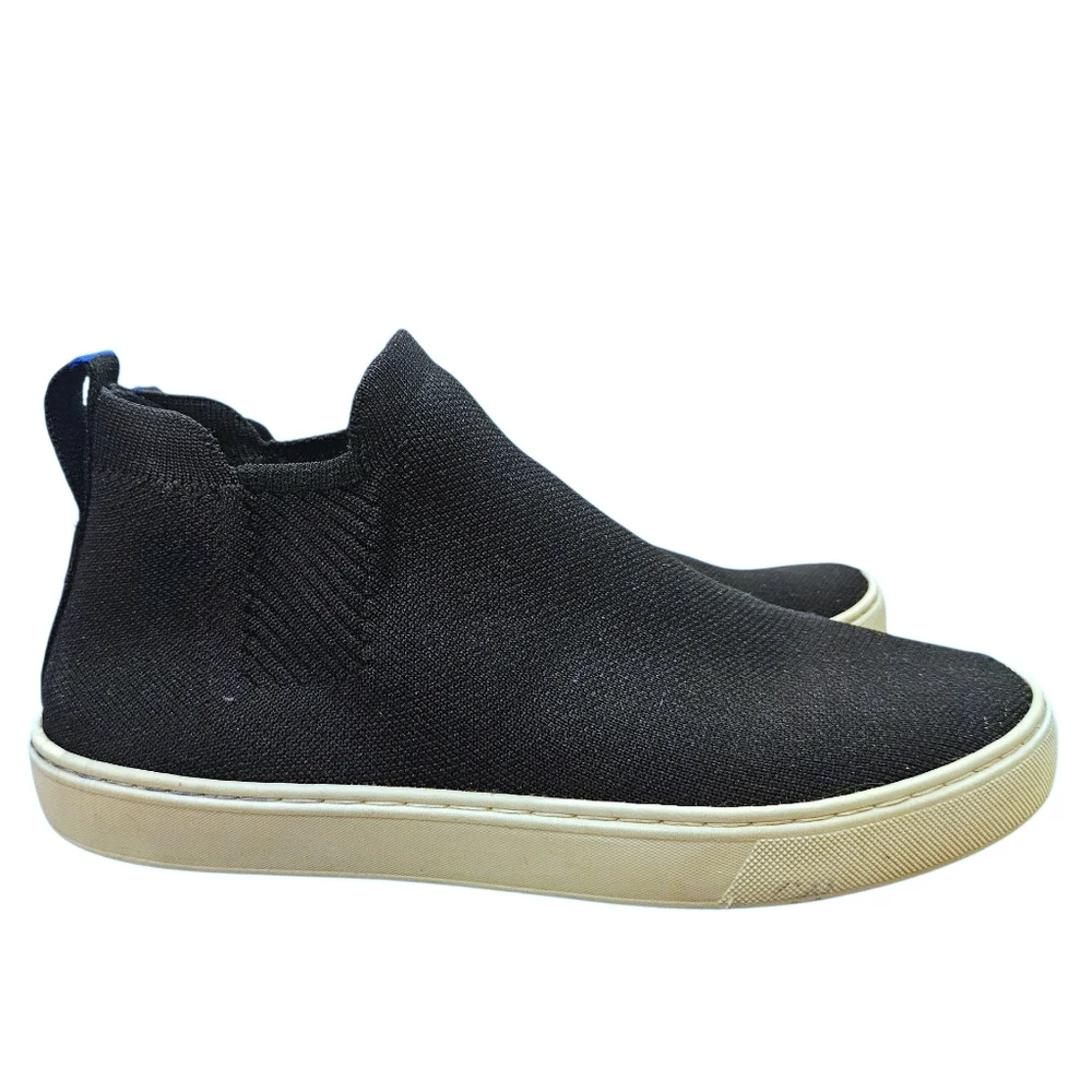 Rothys The Chelsea Sneaker Black Knit High Top Ankle Bootie Pull-On Shoe US W10